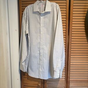 Brooks Brothers Madison Fit White Dress Shirt Navy&Black Windowpane Check 18-38